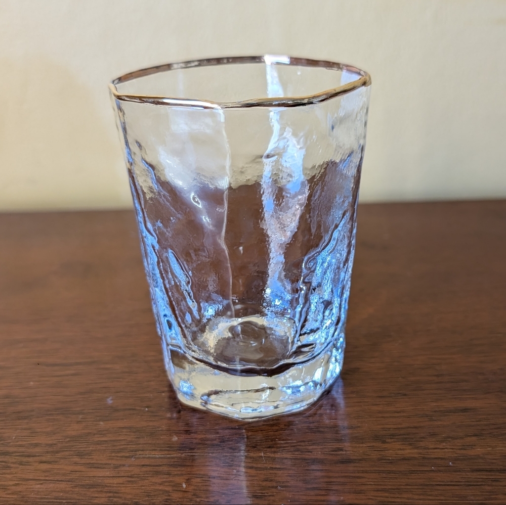 Crinkle Glass Gold Rim H: 4in Possibly Morgantown